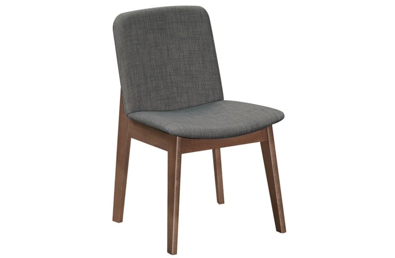 EMMA Καρέκλα Τραπεζαρίας Οξιά Καρυδί, Ύφασμα Γκρι Γκρι