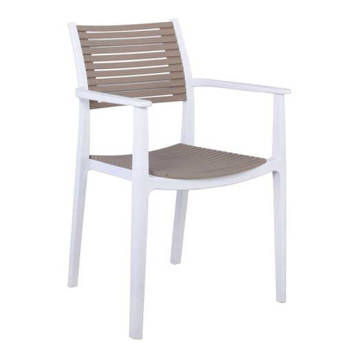 AKRON Πολυθρόνα PP-UV Άσπρο - Sand Beige Άσπρο