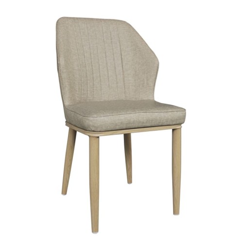 DELUX Καρέκλα Μέταλλο Βαφή Φυσικό, Linen PU Μπέζ Μπεζ-Tortora-Sand-Cappuccino