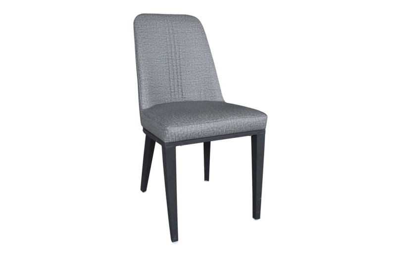 CASTER Καρέκλα Τραπεζαρίας Κουζίνας, Μέταλλο Βαφή Μαύρο, Ύφασμα Suede Ανθρακί Ανθρακί