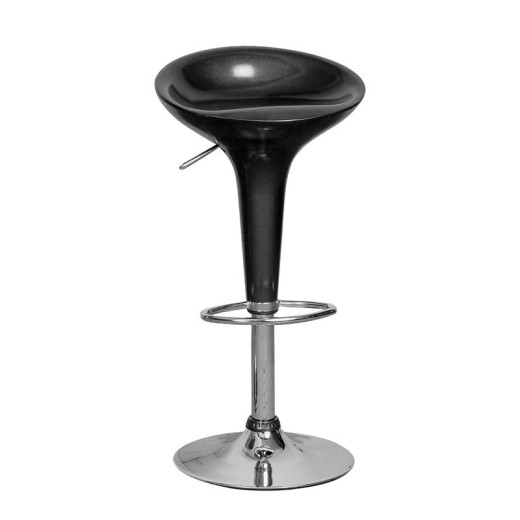 DISCO Σκαμπό BAR, Βάση Χρώμιο, ABS Μαύρο, Ρυθμιζόμενο Ύψος, Περιστρεφόμενο Μαύρο