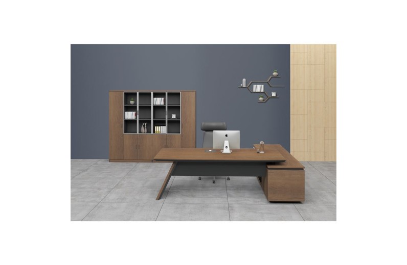 PROLINE Γραφείο Αριστερή Γωνία Απόχρωση Καρυδί Δρυς - Μαύρο Καρυδί