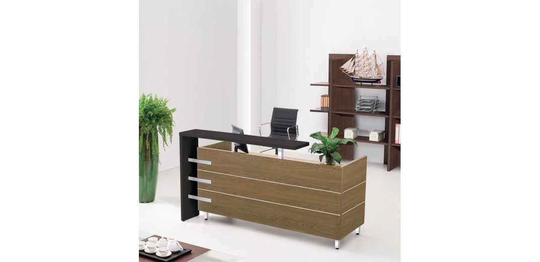 PROLINE Reception - Γραφείο Απόχρωση Καρυδί Δρυς - Μαύρο Καρυδί