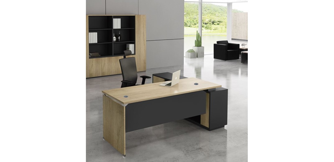 PROJECT Γραφείο Αριστερή Γωνία, Απόχρωση Sonoma - Γκρι Ανθρακί