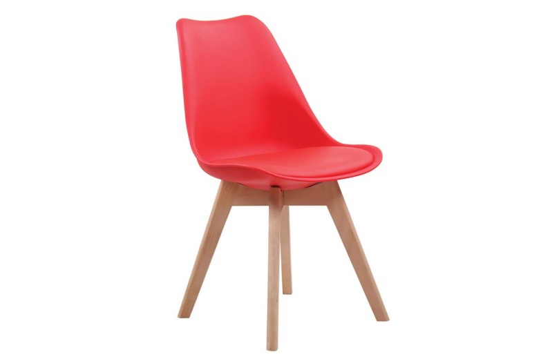 MARTIN Καρέκλα Ξύλο, PP Κόκκινο Μονταρισμένη Ταπετσαρία Κόκκινο