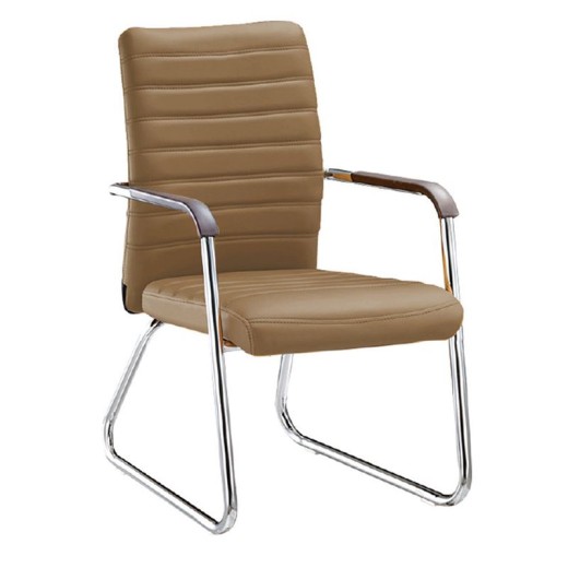 COLLET Πολυθρόνα Γραφείου Επισκέπτη Μέταλλο Χρώμιο, Pu Cappuccino Μπεζ-Tortora-Sand-Cappuccino (4τμχ)