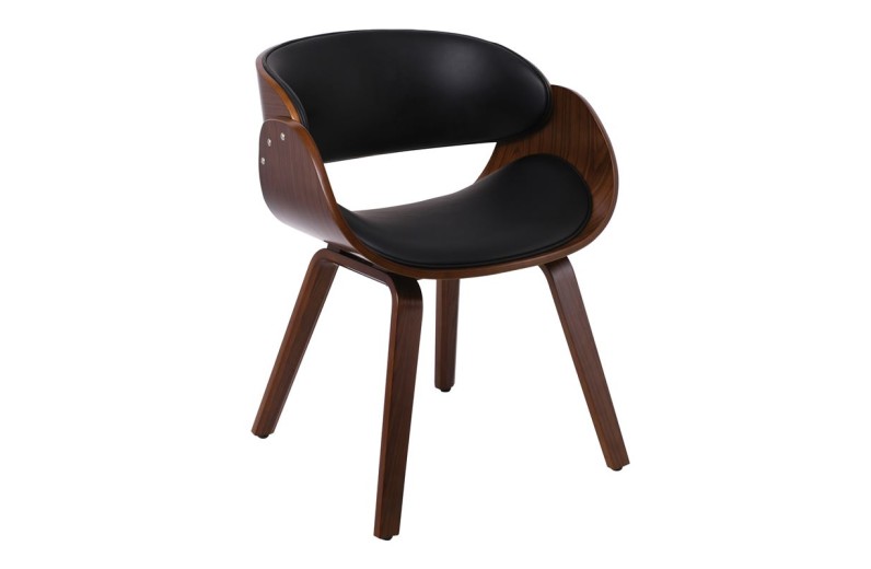 JOY-W Πολυθρόνα Τραπεζαρίας Καρυδί, Pu Μαύρο Καρυδί