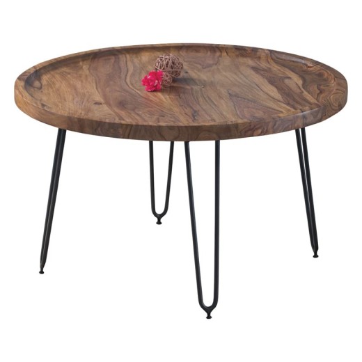 MATRI Τραπεζάκι Σαλονιού Καθιστικού, Μέταλλο Βαφή Μαύρο, Ξύλο Ακακία Φυσικό Μαύρο