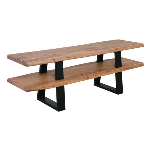 LIZARD Έπιπλο TV Μέταλλο Βαφή Μαύρο, Ξύλο Ακακία Φυσικό Μαύρο