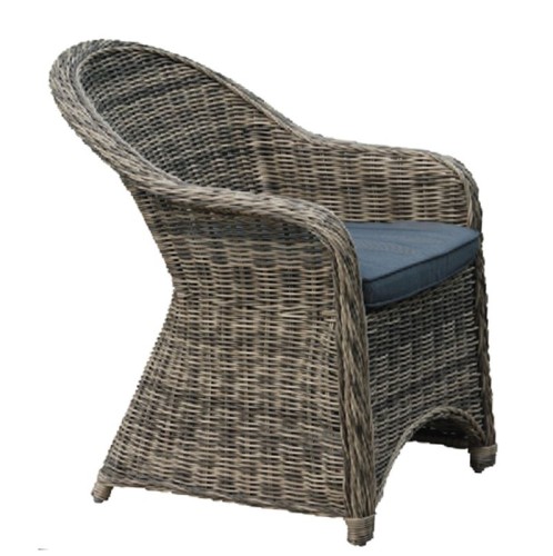 MONTANA Πολυθρόνα Τραπεζαρίας Κήπου ALU, Wicker Φ5mm Grey Brown,Μαξιλάρι Ανθρακί Ανθρακί