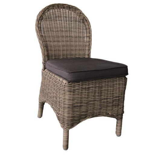 MONTANA Καρέκλα Τραπεζαρίας Κήπου ALU, Φ5mm Round Wicker Grey Brown, Μαξιλάρι Ανθρακί Ανθρακί