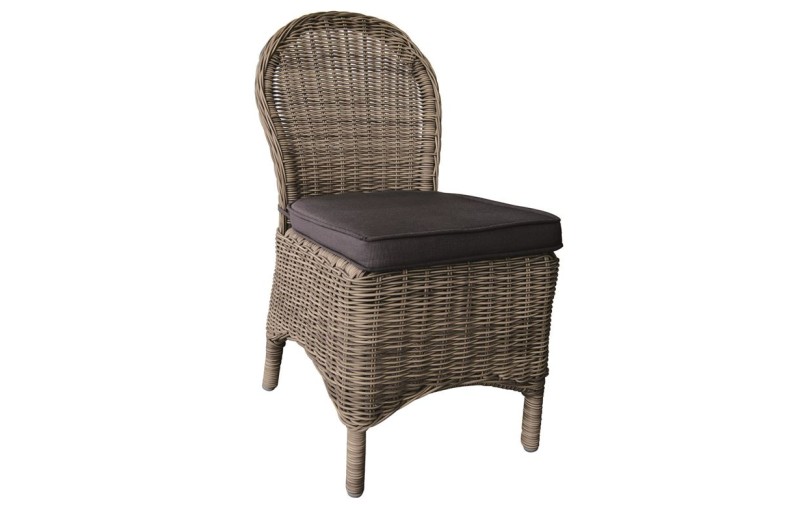 MONTANA Καρέκλα Τραπεζαρίας Κήπου ALU, Φ5mm Round Wicker Grey Brown, Μαξιλάρι Ανθρακί Ανθρακί