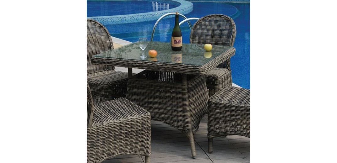 MONTANA Τραπέζι Dining Κήπου-Βεράντας ALU, Φ5mm Round Wicker Grey Brown Καφέ