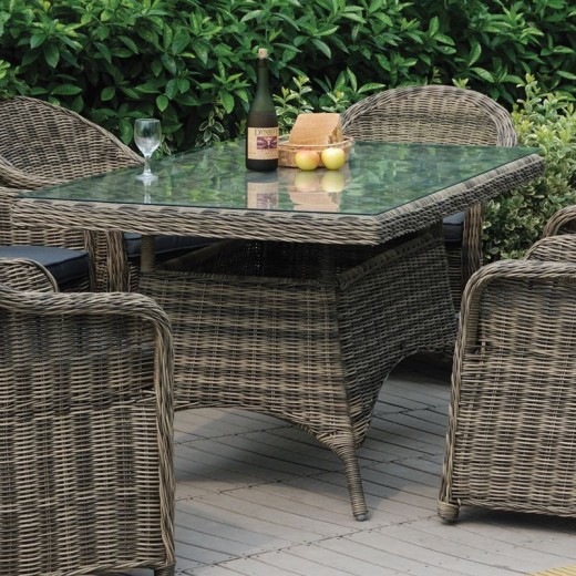 MONTANA Τραπέζι Dining Κήπου-Βεράντας ALU, Φ5mm Round Wicker Grey Brown Καφέ