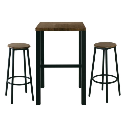 MAYER Set Bar Τραπέζι + 2 Σκαμπό Μέταλλο Βαφή Ανθρακί - Antique Brown Ανθρακί