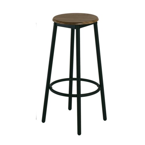 MAYER Σκαμπό BAR, Μέταλλο Βαφή Ανθρακί, Κάθισμα Απόχρωση Antique Brown Ανθρακί