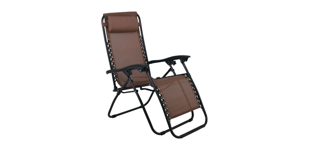 SUPER RELAX Πολυθρόνα με Υποπόδιο, Μέταλλο Βαφή Μαύρο, Textilene Καφέ Καφέ