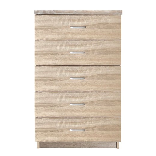 DRAWER Συρταριέρα με 5 Συρτάρια, Απόχρωση Sonoma Φυσικό