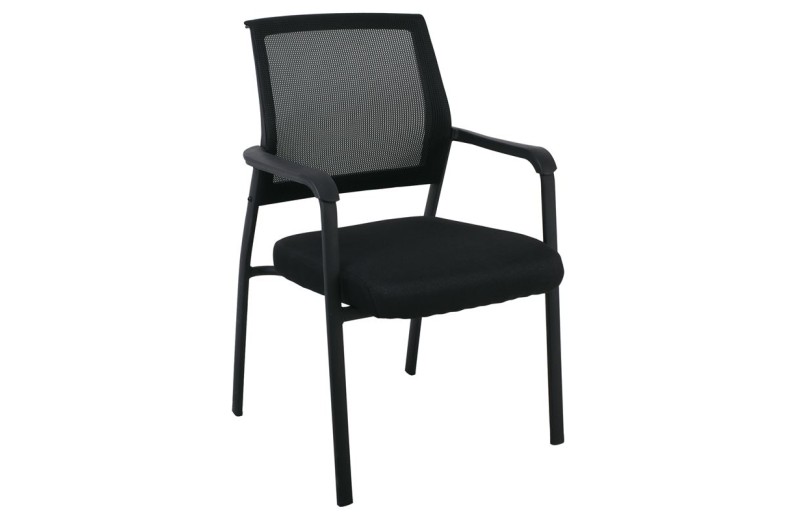 ASCO Πολυθρόνα Γραφείου Επισκέπτη Μέταλλο Βαφή Μαύρο, Mesh - Ύφασμα Μαύρο (4τμχ)