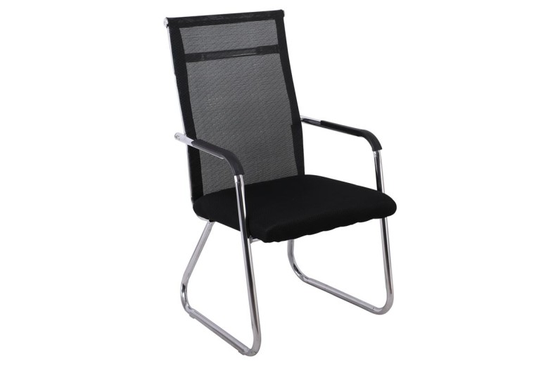 ALTA Πολυθρόνα Γραφείου Επισκέπτη Χρώμιο, Mesh Μαύρο (4τμχ)