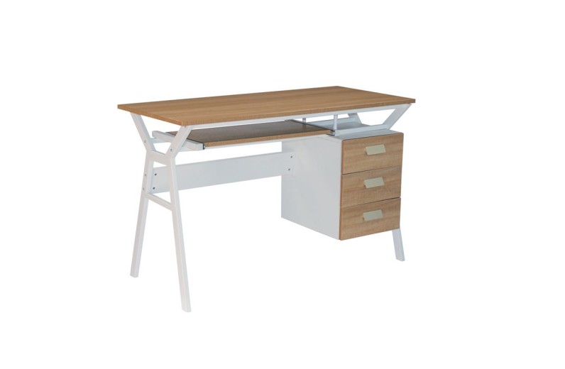 UNIT Γραφείο Η/Υ Μέταλλο Βαφή Άσπρο, Melamine Απόχρωση Sonoma Άσπρο