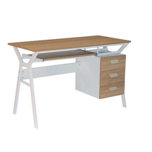 UNIT Γραφείο Η/Υ Μέταλλο Βαφή Άσπρο, Melamine Απόχρωση Sonoma Άσπρο