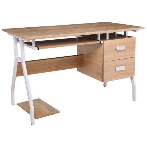 UNIT Γραφείο Η/Υ Μέταλλο Βαφή Άσπρο, Melamine Απόχρωση Sonoma Άσπρο