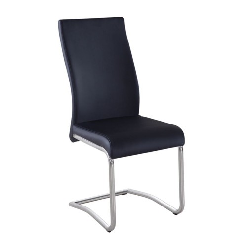 BENSON Καρέκλα Μέταλλο Χρώμιο, PVC Μαύρο Μαύρο