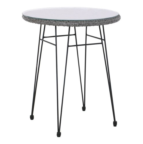 SALSA Τραπέζι H.70cm Μέταλλο Βαφή Μαύρο, Wicker Γκρι Γκρι
