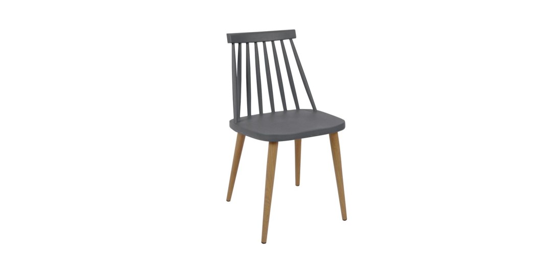 LAVIDA Καρέκλα Τραπεζαρίας Κουζίνας, Μέταλλο Βαφή Φυσικό PP Ανθρακί Ανθρακί