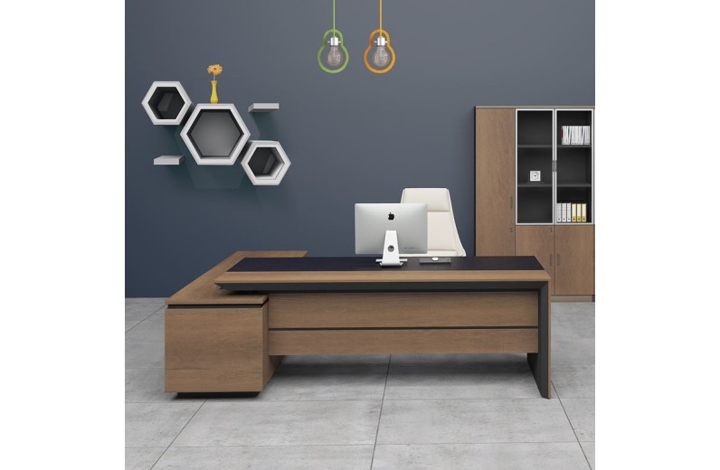 PROLINE Γραφείο Δεξιά Γωνία Απόχρωση Καρυδί Δρυς - Μαύρο Καρυδί