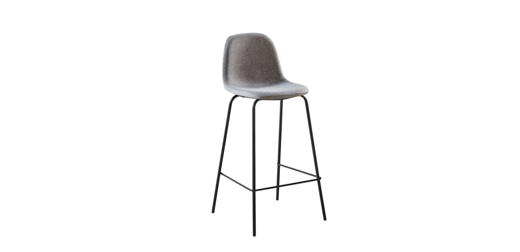 CELINA Σκαμπό BAR με Πλάτη, Κάθισμα H.67cm, Μέταλλο Βαφή Μαύρο, Ύφασμα Γκρι Γκρι