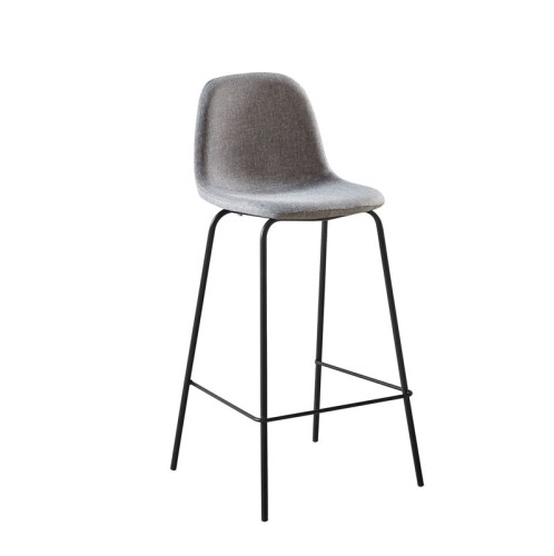CELINA Σκαμπό BAR με Πλάτη, Κάθισμα H.67cm, Μέταλλο Βαφή Μαύρο, Ύφασμα Γκρι Γκρι