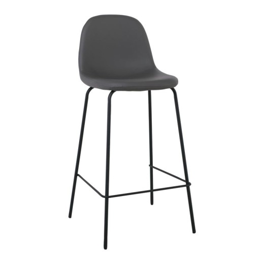 CELINA Σκαμπό BAR με Πλάτη, Κάθισμα H.67cm, Μέταλλο Βαφή Μαύρο, Pvc Γκρι Γκρι