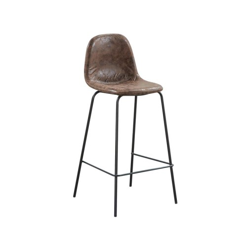 CELINA Σκαμπό BAR με Πλάτη, Κάθισμα Η.67cm, Μέταλλο Βαφή Μαύρο, Ύφασμα Suede Καφέ Καφέ