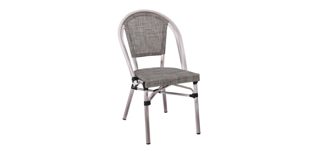 COSTA Καρέκλα Dining Αλουμινίου, Απόχρωση Antique Grey -Textilene Μπεζ Γκρι