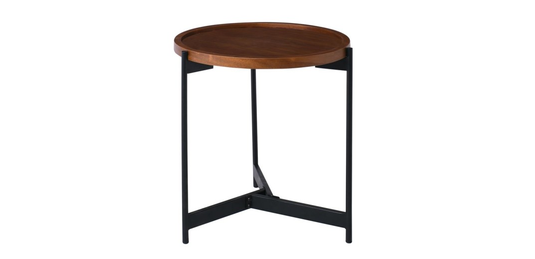 TOSS Τραπεζάκι Σαλονιού - Καθιστικού, Μέταλλο Βαφή Μαύρο, Απόχρωση Καρυδί Καρυδί