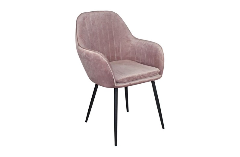 VALERY Πολυθρόνα Μέταλλο Βαφή Μαύρο, Ύφασμα Velure, Απόχρωση Dirty Pink Μαύρο