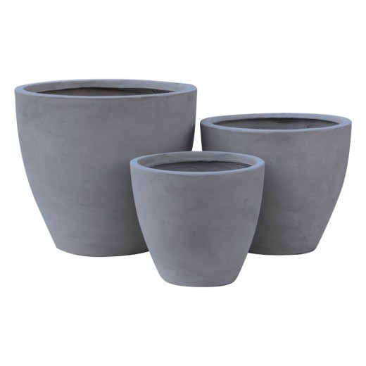 FLOWER POT-3  Set 3 τεμαχίων Cement Grey Γκρι