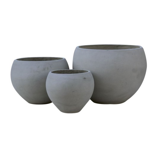 FLOWER POT-5  Set 3 τεμαχίων Cement Grey Γκρι