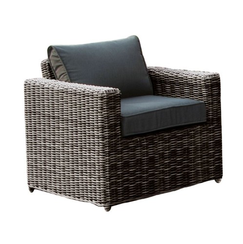 ARIZONA Πολυθρόνα Καθιστικού Κήπου ALU, Wicker Grey Brown, Μαξιλάρια Ανθρακί Καφέ