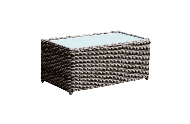 ARIZONA Τραπεζάκι Σαλονιού Κήπου ALU, Wicker Grey Brown, Γυαλί Tempered 5mm Καφέ