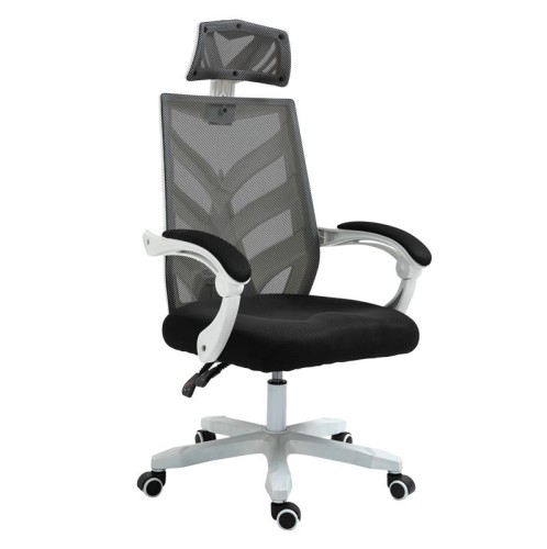 BF2985 Πολυθρόνα Γραφείου Διευθυντή, Άσπρο - Mesh Μαύρο Άσπρο