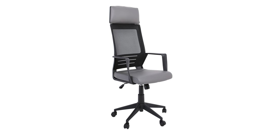 BF2500 Πολυθρόνα Γραφείου Διευθυντή Mesh Μαύρο - Pu Γκρι Γκρι