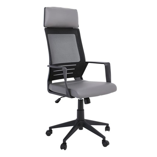 BF2500 Πολυθρόνα Γραφείου Διευθυντή Mesh Μαύρο - Pu Γκρι Γκρι