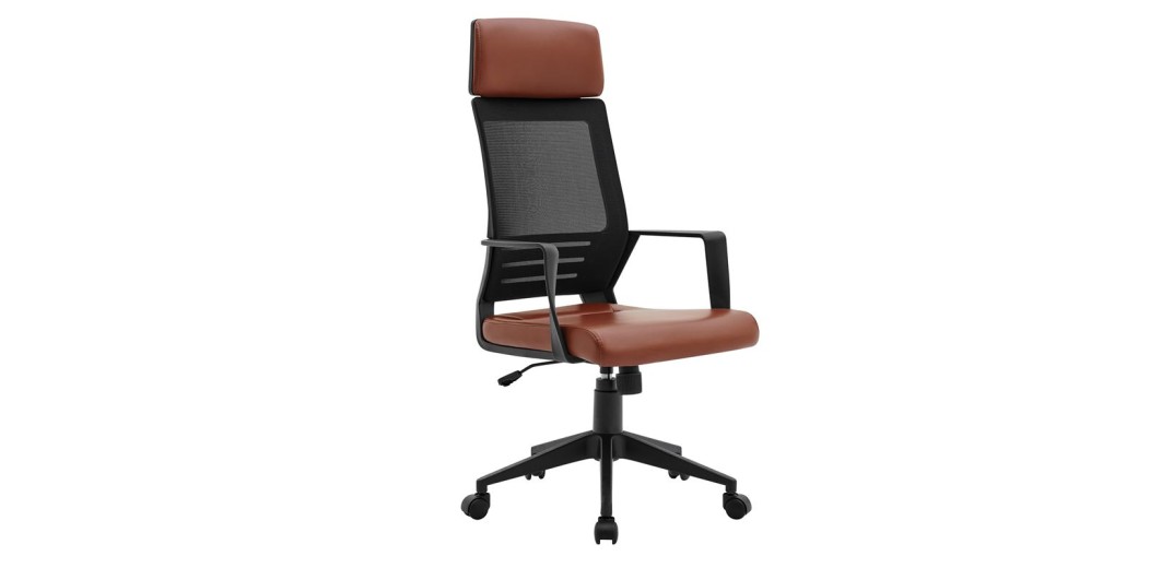 BF2500 Πολυθρόνα Γραφείου Διευθυντή Mesh Μαύρο - Pu Καφέ Καφέ