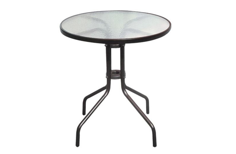 BALENO Τραπέζι Κήπου - Βεράντας, Μέταλλο Βαφή Καφέ, Γυαλί Tempered