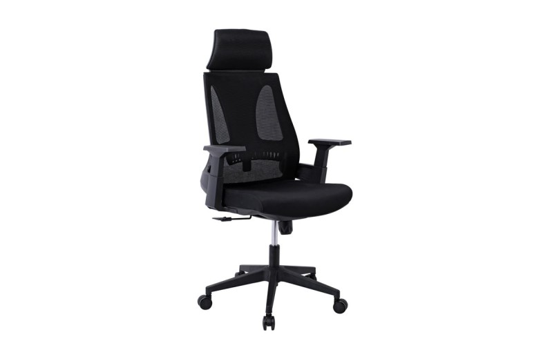 BF8750 Πολυθρόνα Γραφείου Διευθυντή, Mesh Μαύρο, Ύφασμα Μαύρο
