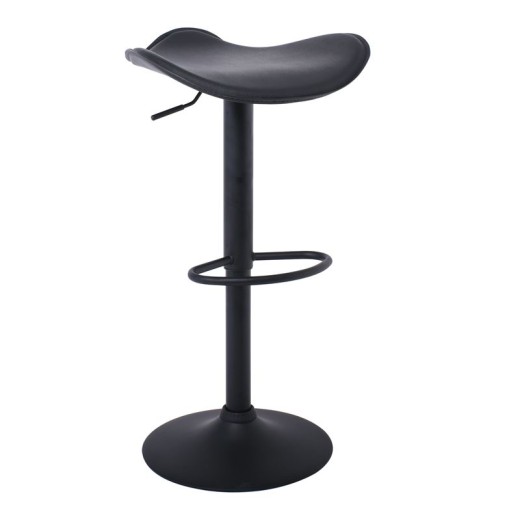 SADDLE Σκαμπό BAR, Μέταλλο Βαφή Μαύρο, Pvc Μαύρο, Ρύθμιση Ύψους, Περιστρεφόμενο (2τμχ)