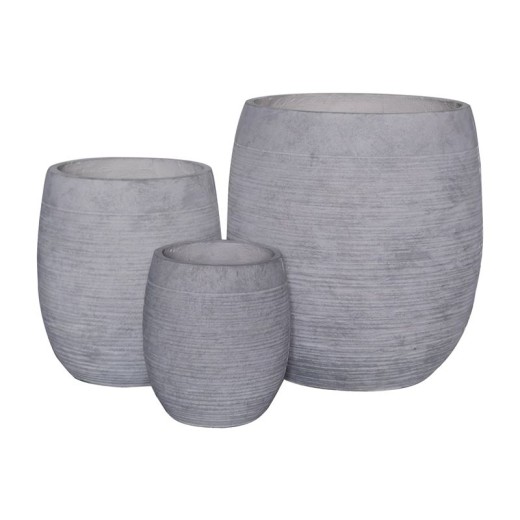 FLOWER POT-8  Set 3 τεμαχίων, Απόχρωση Light Grey Wash Γκρι